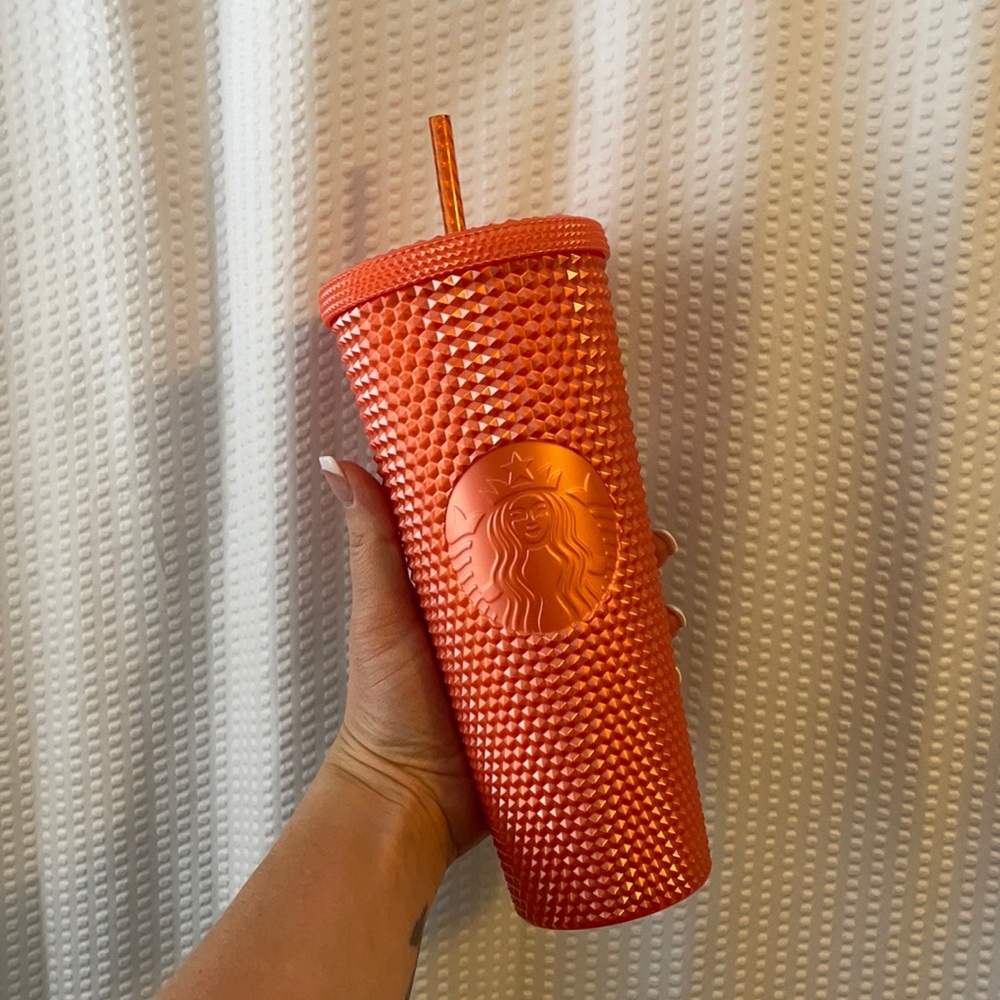 Starbucks orange studded cup